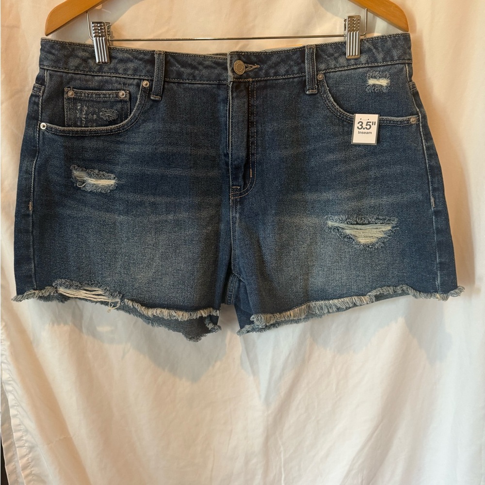 NWT Time and Tru Dark Blue Distressed Jean Shorts